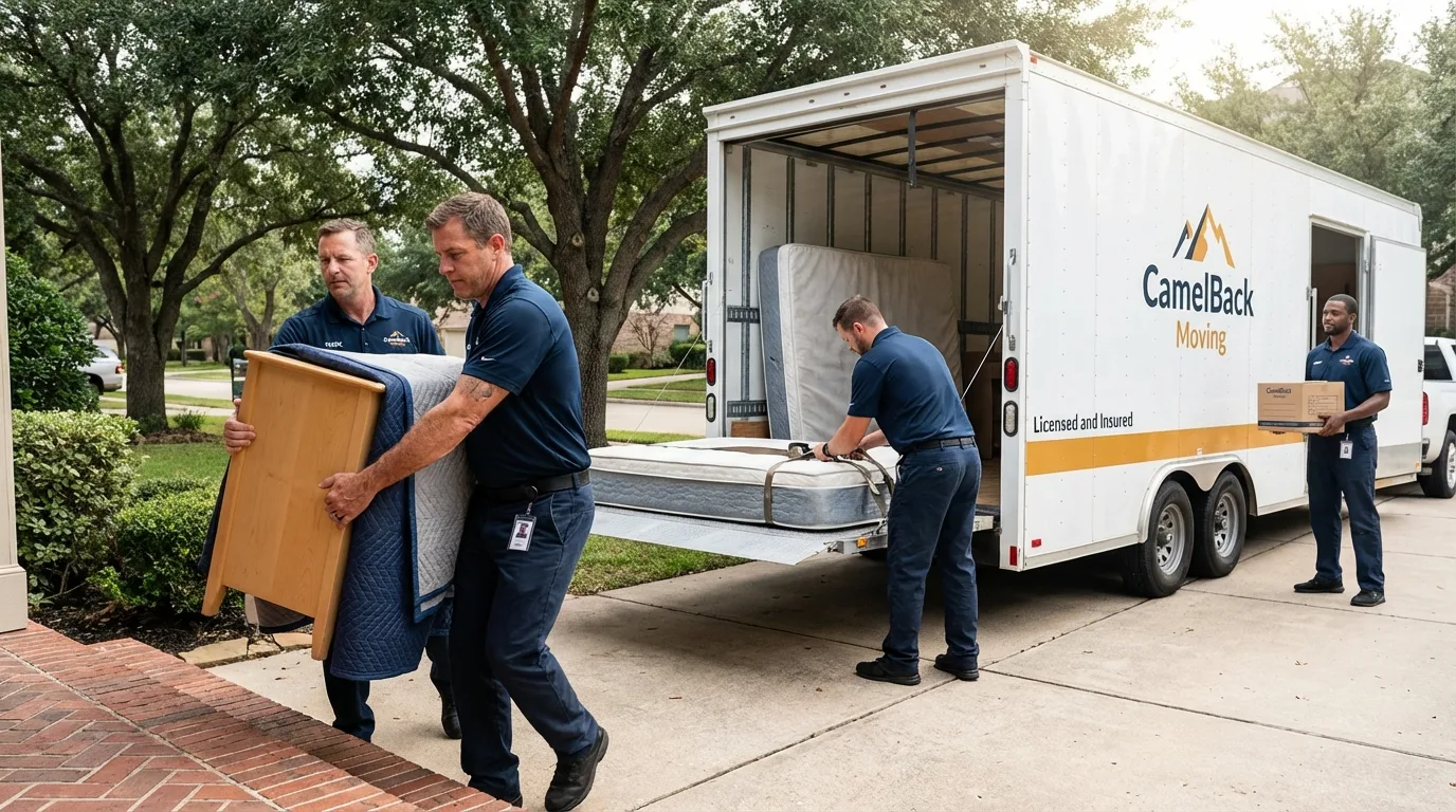 Crew loading residential truck for cross-state move from Chicago Ridge, IL
