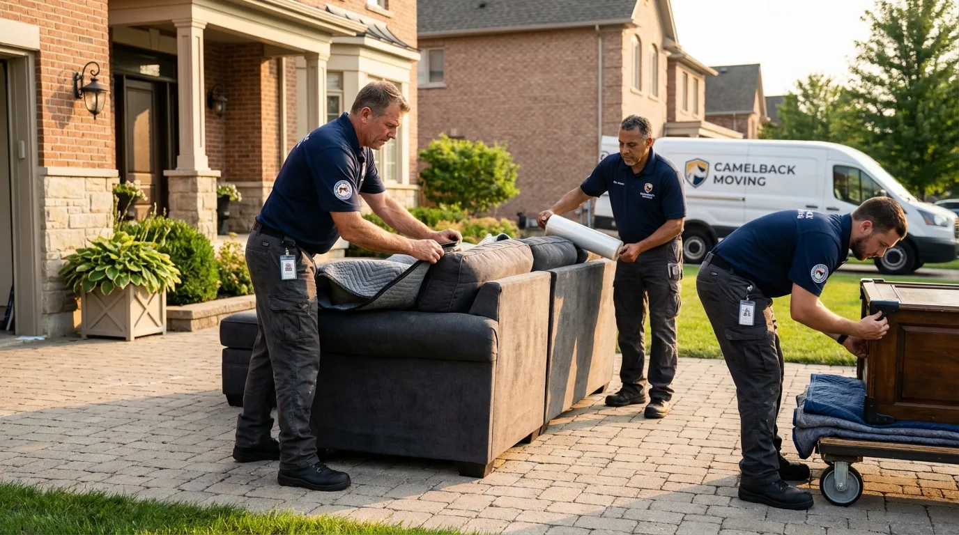 Large estate moving crew wrapping furniture in Chicago Ridge, IL